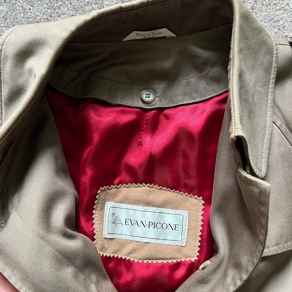 Vintage Evan Picone Taupe Trench Coat Belted Removable Lining Women’s Size Small - Picture 8 of 16